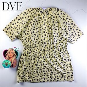 DVF Diane von Furstenberg Women's 6 Tunic Top Yellow Swim Cover Pool Cover Beach